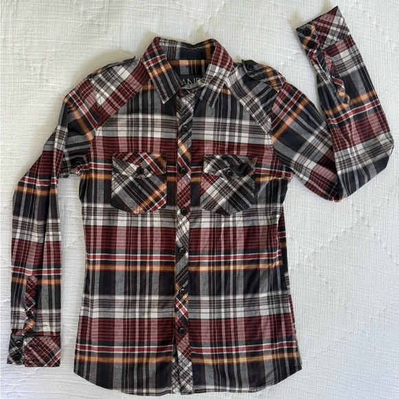 Kane & Unke Plaid Button-Down Shirt | Red Black Check Western Style (Small) - Picture 7 of 10